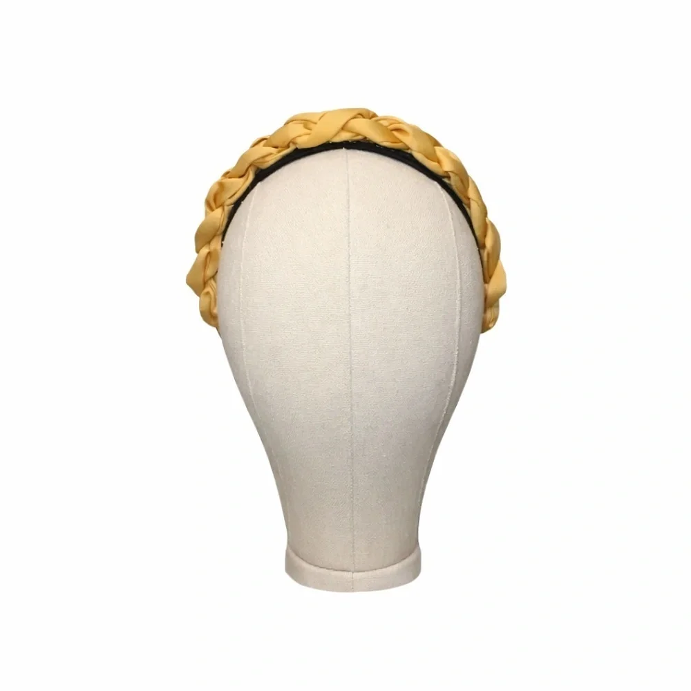Mustard Yellow Braided Satin Headband Elegant Hair Accessory